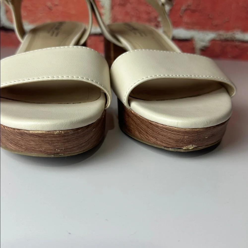 LifeStride Cream Platform Block Heel Sandals – Soft System Comfort size 7.5 M